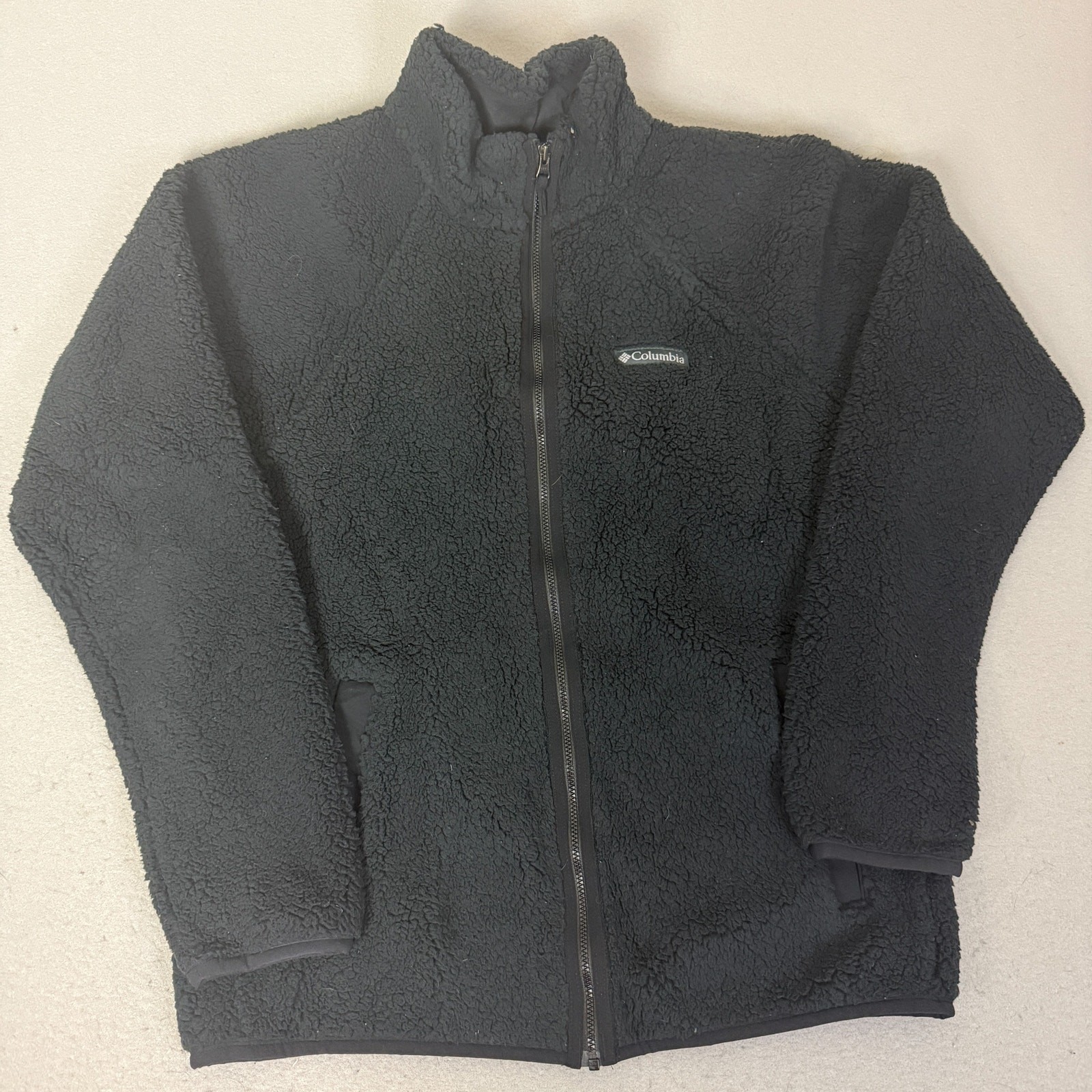 Columbia Sportswear Sherpa Fleece Jacket Black Full Zip Size L Outdoor