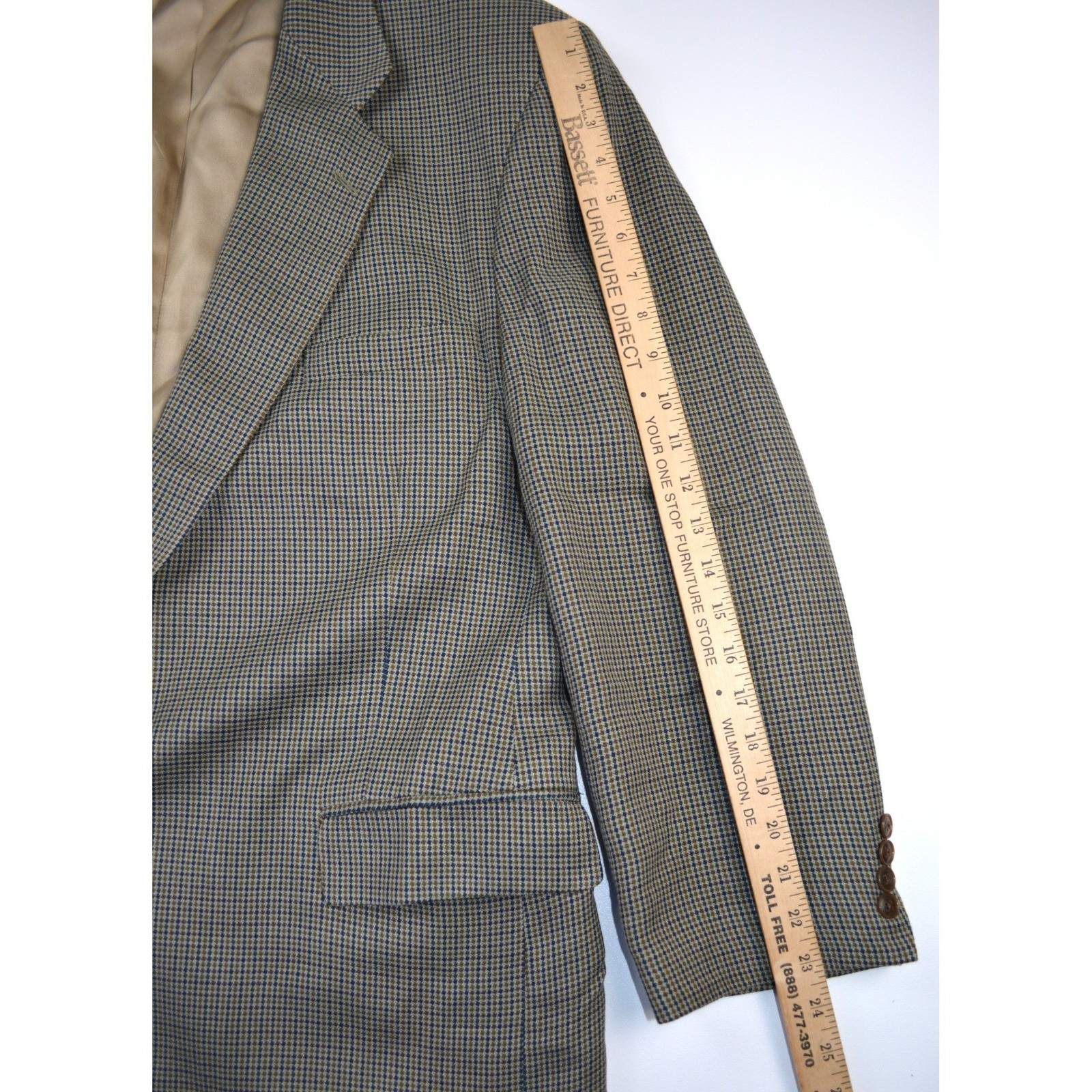 Stanley Blacker Mens 48R Blazer Sport Coat Houndstooth Wool Blend Tailored USA