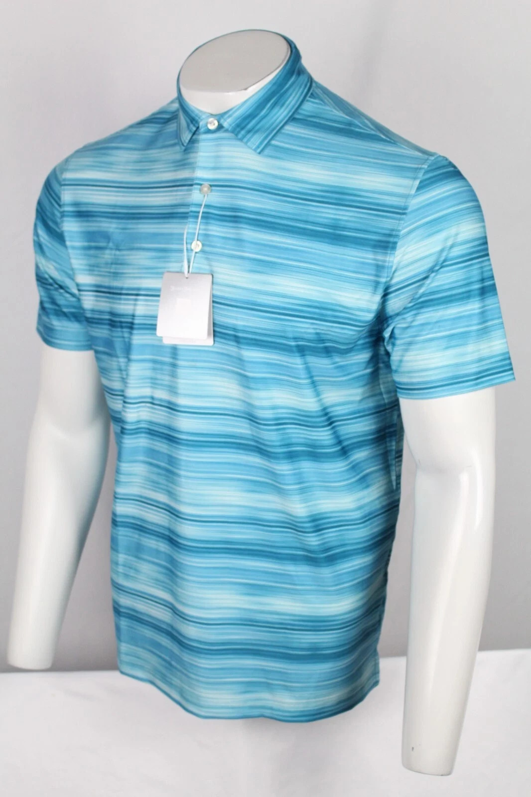 Hickey Freeman Men’s Golf Polo Short Sleeve Shirt Wicking Stretch Aqua Blue