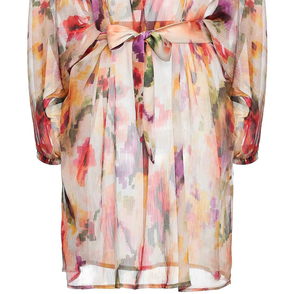 Kaftan Beach Dress Floral Sheer Belted Summer Dress Size 42 – RP £239.00