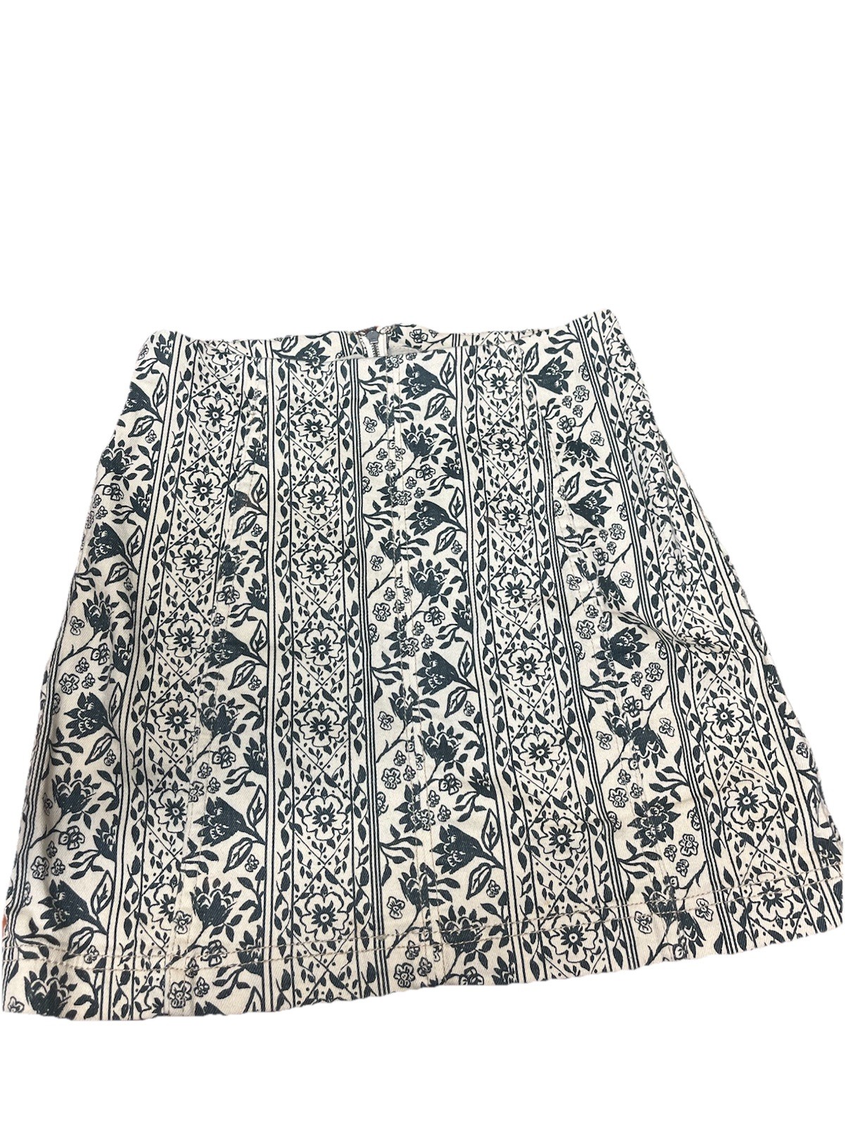 Free People Modern Femme Novelty Denim Mini Skirt Macadamia Combo Size 4