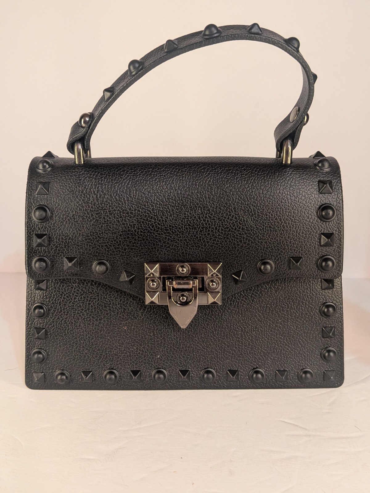 Goth Matte Black Studded Jelly Rubber Purse