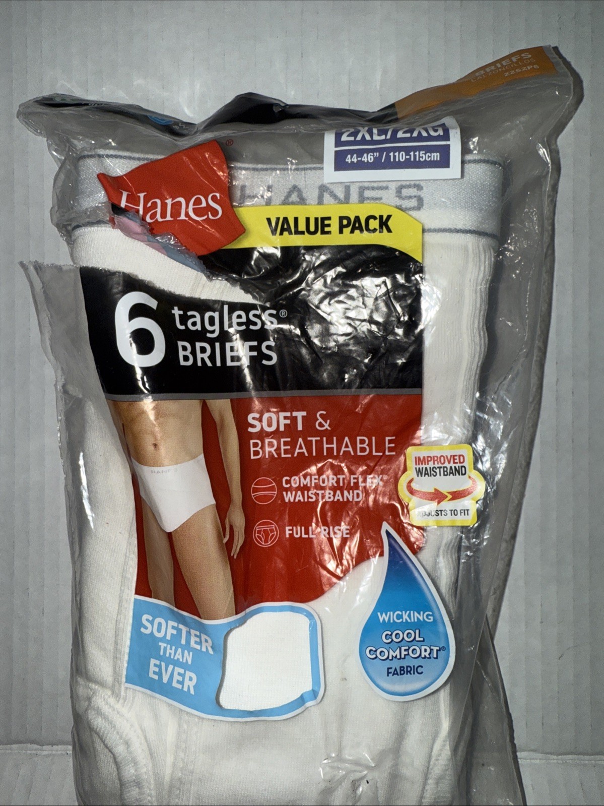 Hanes Tagless White Briefs 3 Pack Comfort Soft Wicking 2XL XXL read description