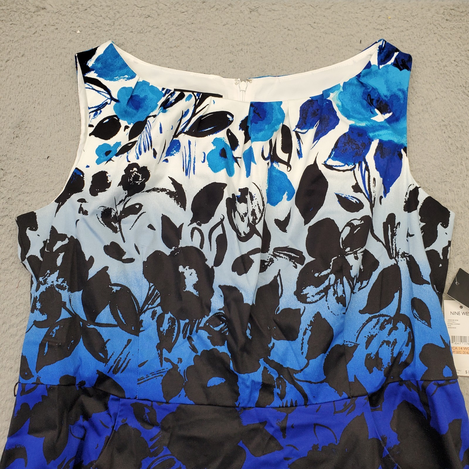 Nine West Sheath Dress Womens 14W Multi Floral Printed Scuba Sleeveless Back Zip