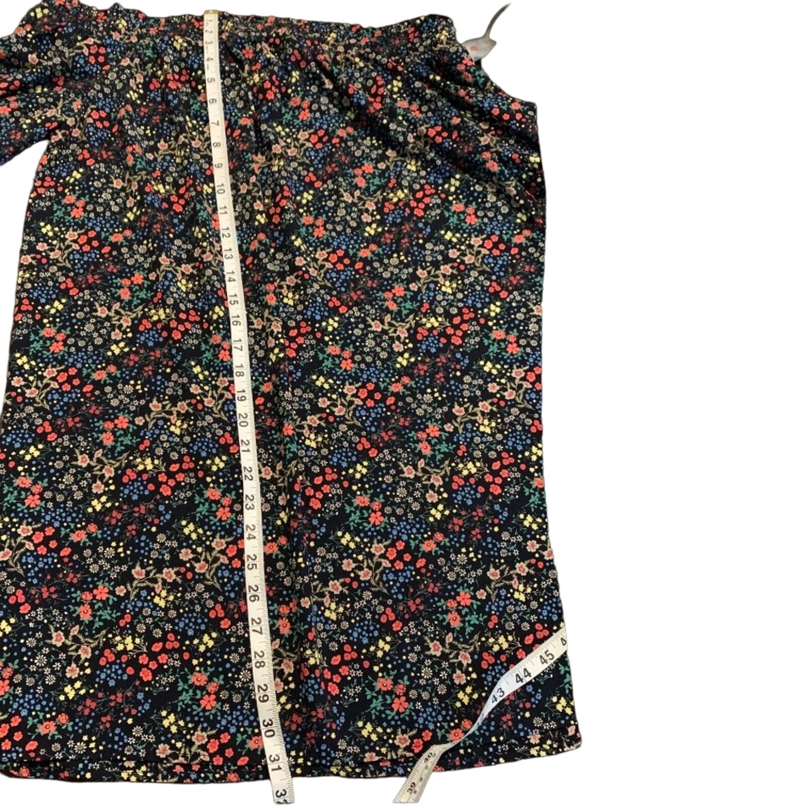 Lucky Brand Ditsy Floral Off The Shoulder Boho Mini Dress Black Multicolor Small