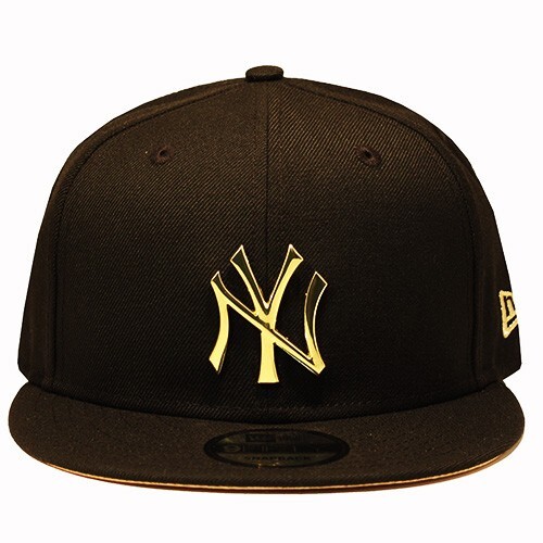 New Era New York Yankees Snapback Hat Match Air Jordan 1 Black Metallic Gold