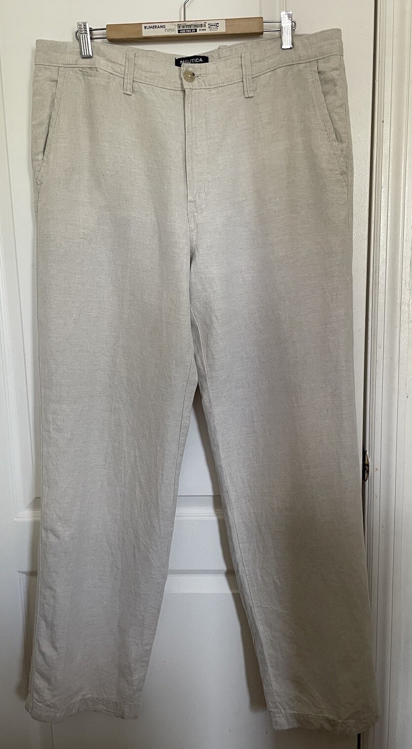 NAUTICA Men’s 52% Linen 48%Cotton Flat Front Pants Gray Size 36W X 34L