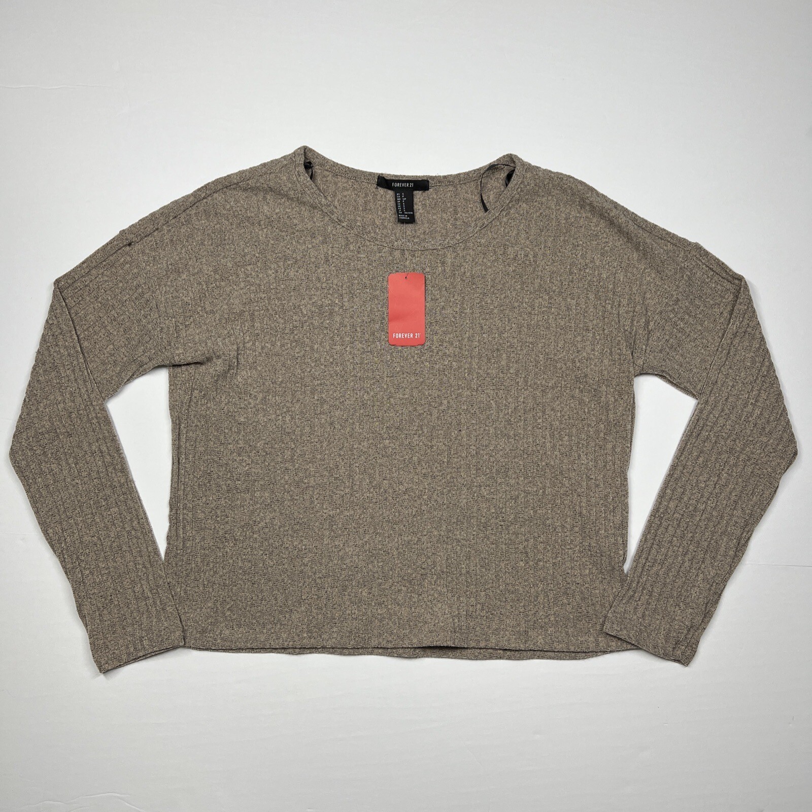 Forever 21 Knit Light Sweater Top Taupe Size Small Long Sleeve