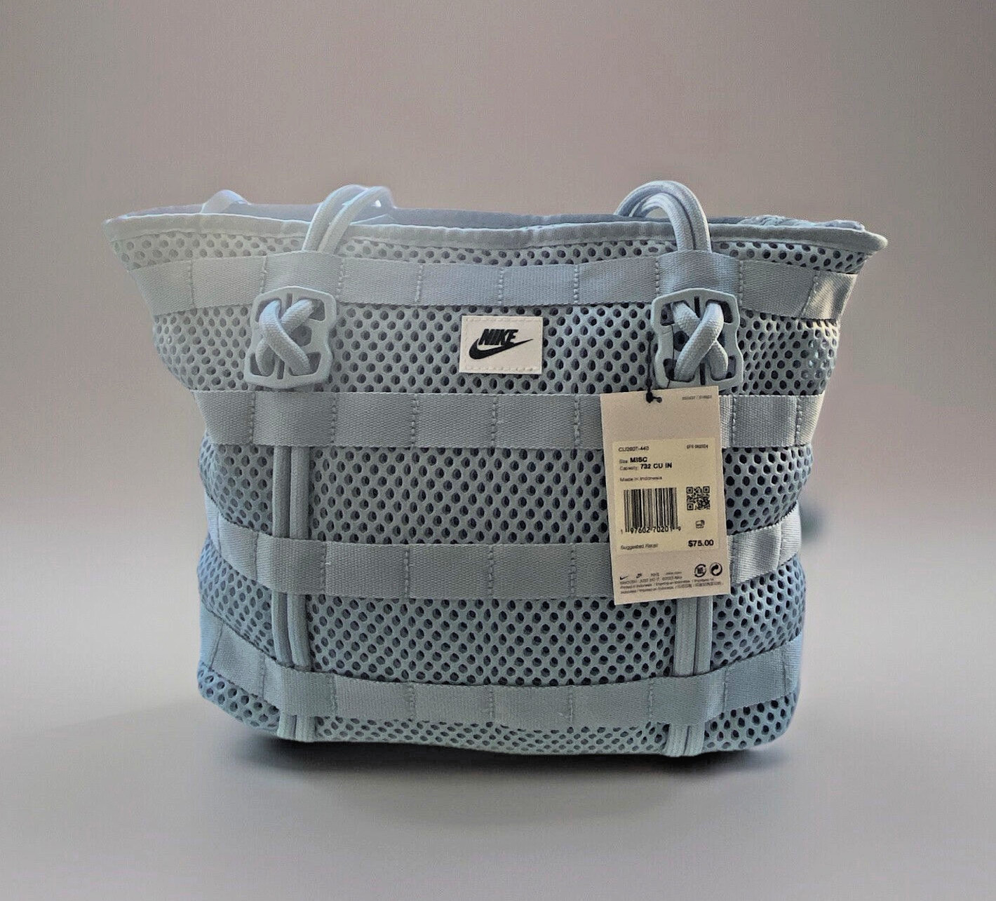 Nike Light Blue AF-1 Sportswear Small Tote Bag AF1 Cord Woven Nylon CU2607 440