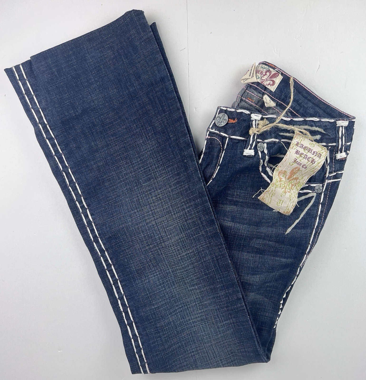 Laguna Beach Women’s Jeans Size 30 Blue Denim 33X32 Mid Rise Super Thick Stitch