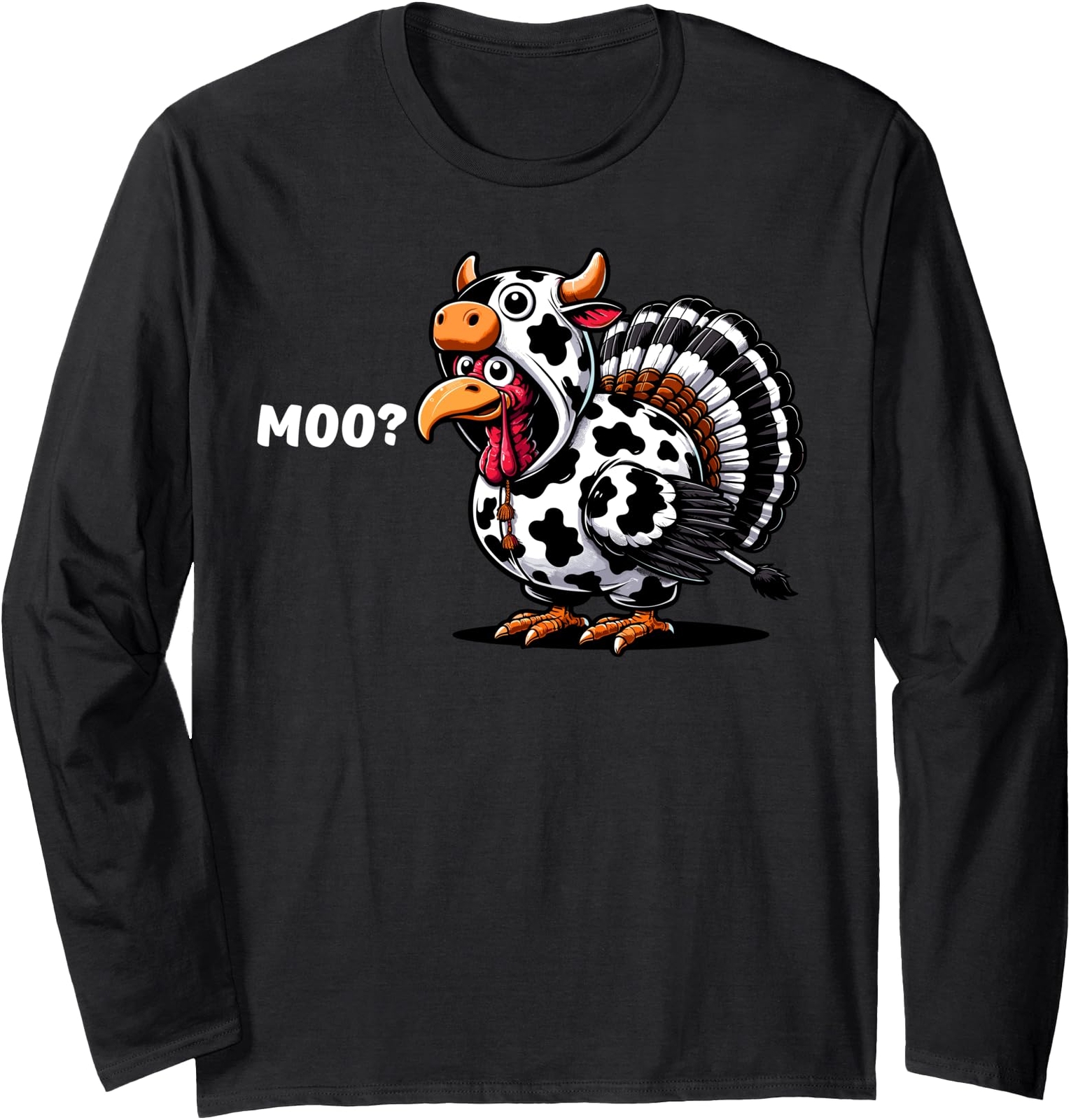 Turkey Moo Funny Thanksgiving Christmas Design Long Sleeve Tshirt