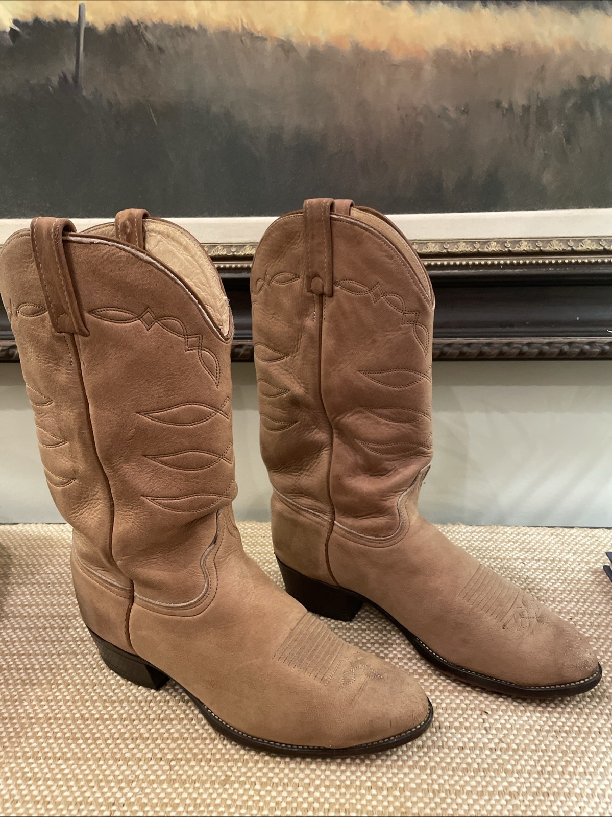 Vintage J Chisholm Rough Out Suede Drover Series Cowboy Boots 10.5D USA Made