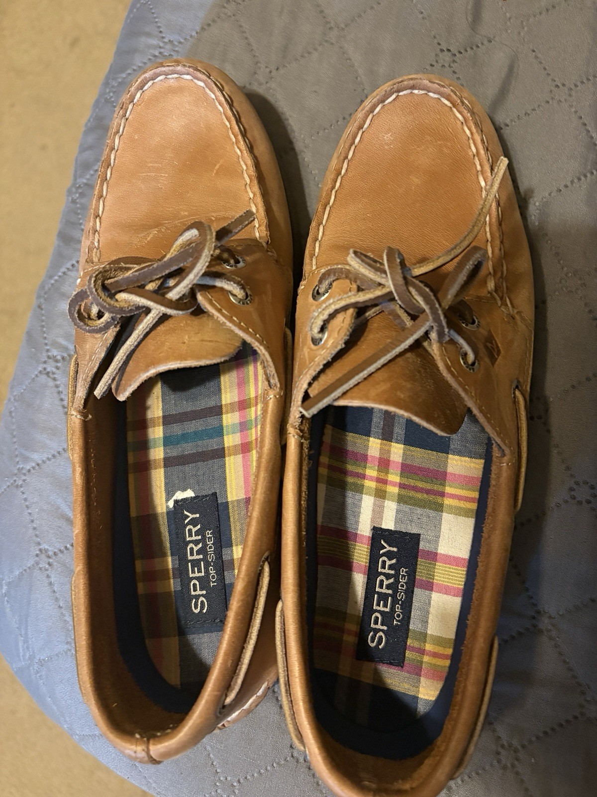 Sperry Top-Sider tan leather boat shoes size US 8 #preppy #nautical