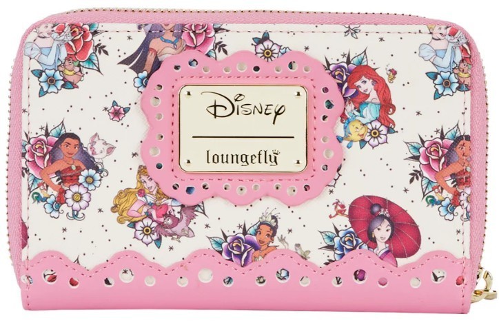 Loungefly Disney Princess Tattoo AOP Zip Around Wallet Jasmine Mulan Cinderella