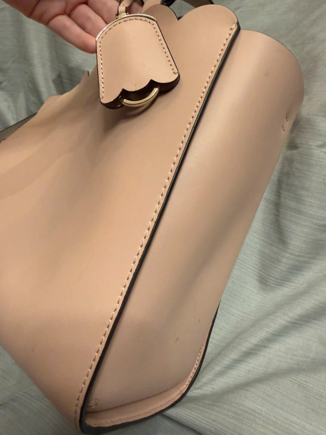 kate spade new york Small Pink Scalloped Satchel w/ Detachable Strap