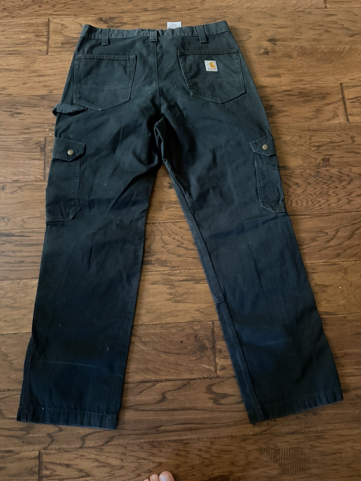 Carhartt Cargo Pants Mens 34X30 Black Ripstop Light Fade Grunge B342-BLK