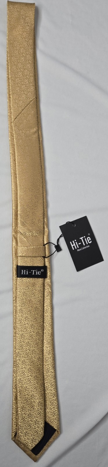 Hi-Tie Tie + pocket square 100% Seide Seta Soie Silk Color Gentle Gold FreeShipp