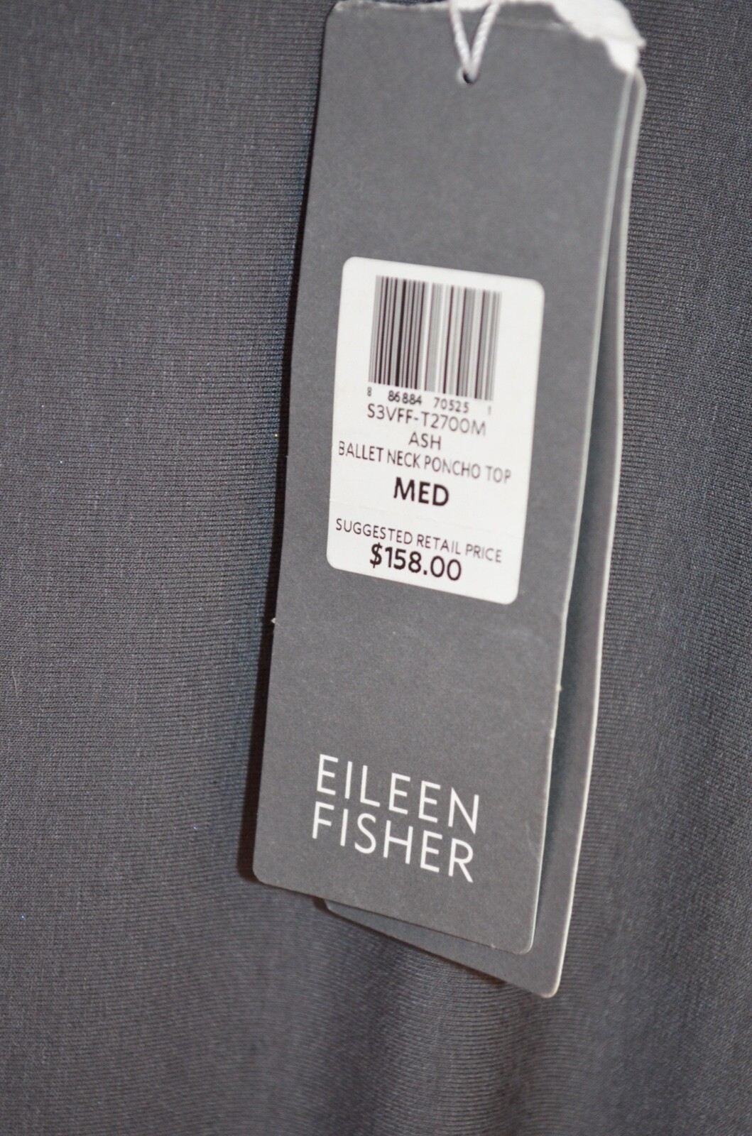 NWT Eileen Fisher Gray 95% Viscose/5% Spandex Ballet Poncho Top Size M $158