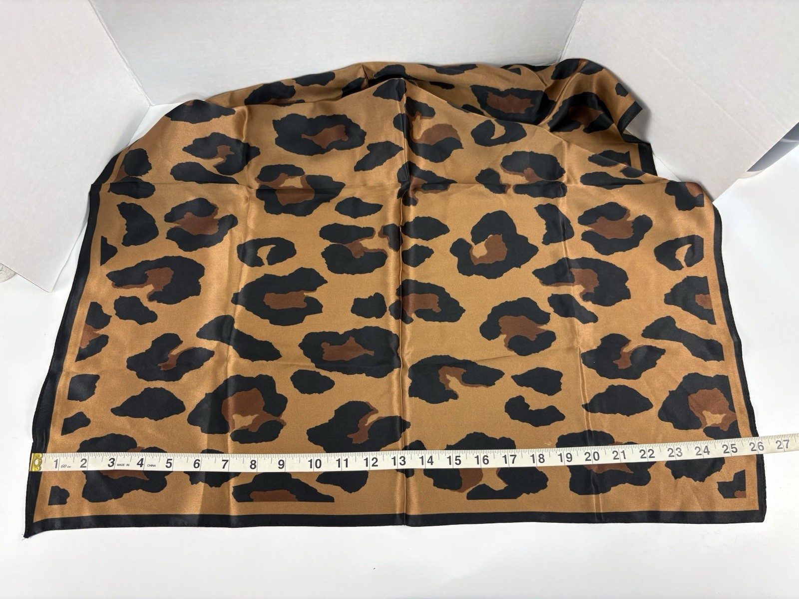 Silk Silky 26” Square Scarf Leopard Print 100% Silk Classic Chic NWT