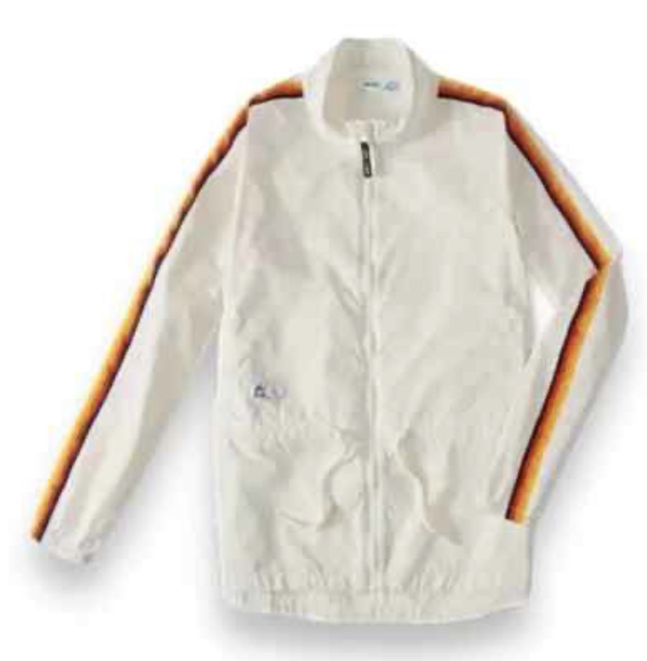 ALDI White Windbreaker Jacket Full Zip Stand-Up Collar Logo Accents Unisex S