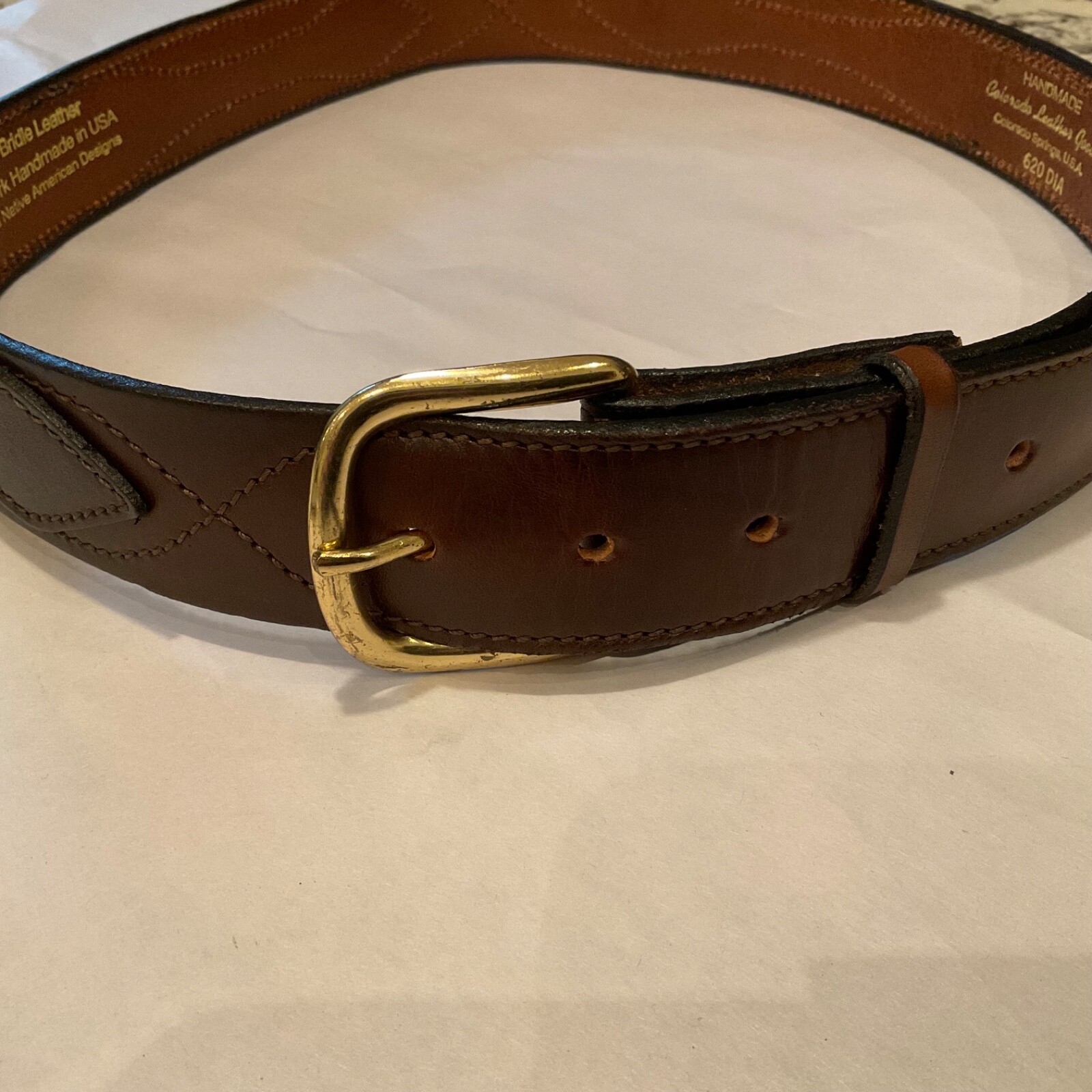 Colorado Leather Goods Handmade Leather/Beadwork Men’s Belt Native American Desi