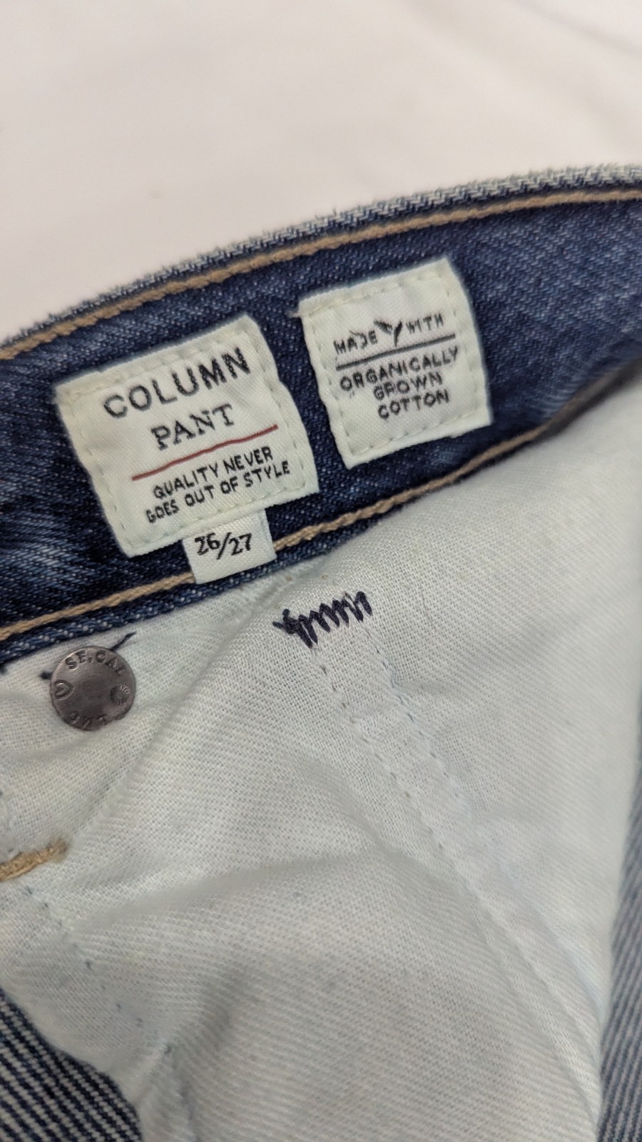 Levi’s Made Crafted Column Pant Denim Jeans W26 L27 Women’s Blue Organic Cotton