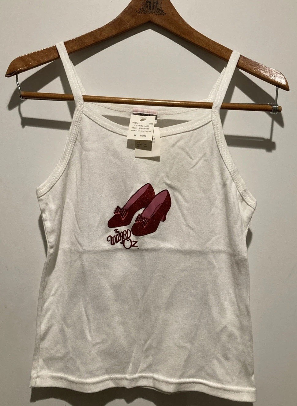 Vintage Y2K Wizard of Oz Ruby Slippers Rhinestone White Tank Turner NWT
