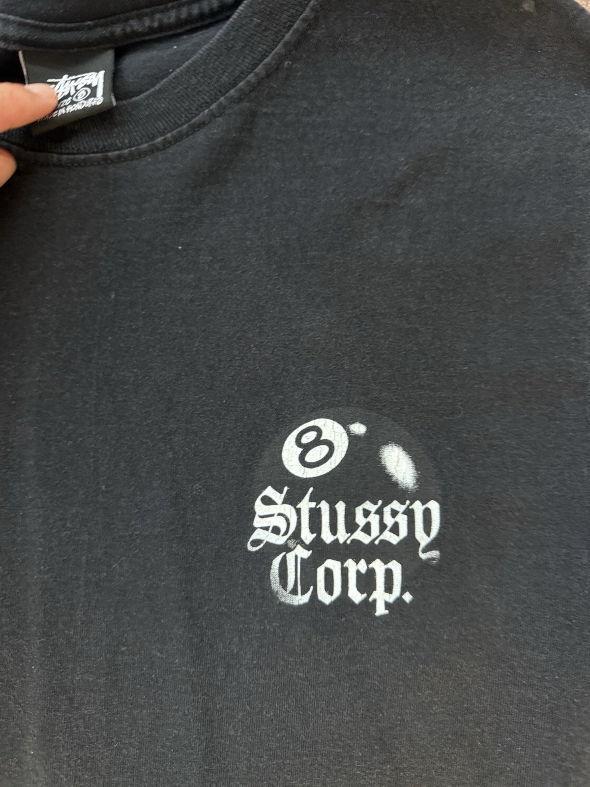 Stussy Corp 8 Ball Logo Graphic Tee Black Regular Fit Men’s S Crew Neck S