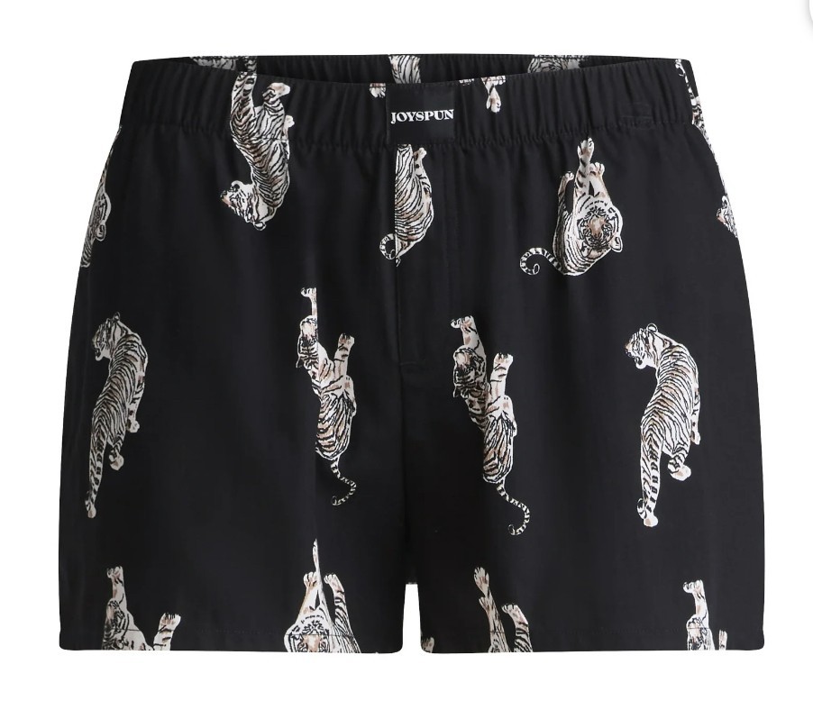 Joyspun Women’s Woven Pajama Boxer Shorts, 3” Inseam, Sizes