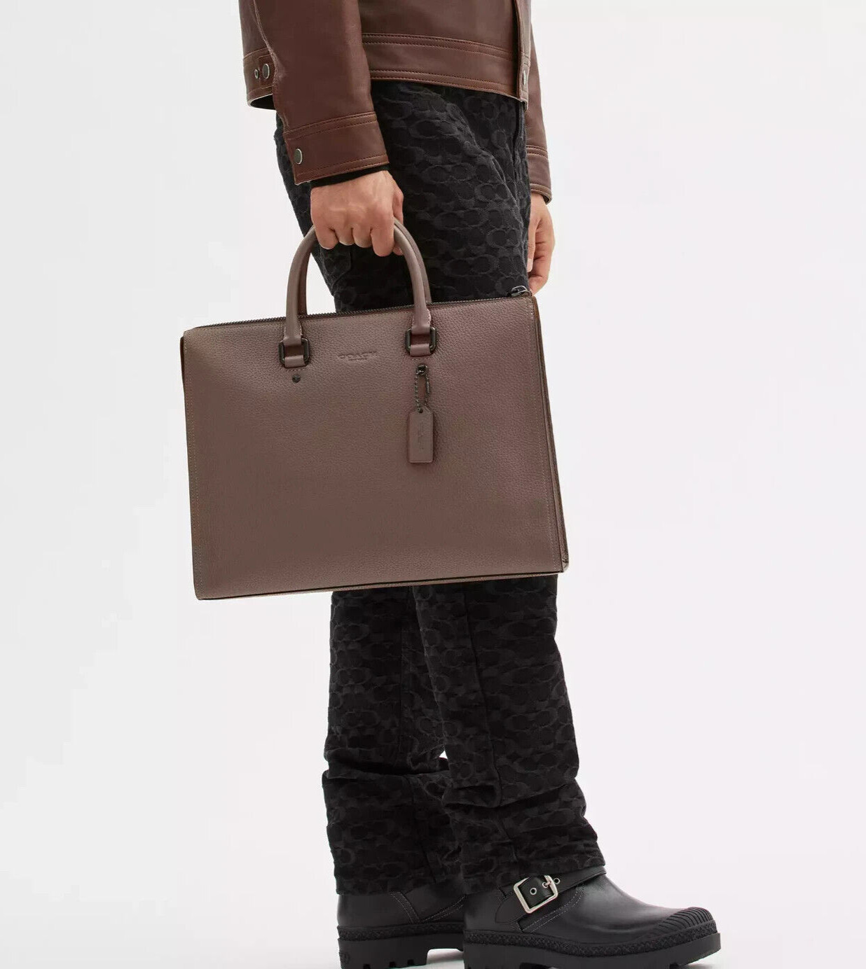 Coach Men’s Dark Stone Gotham Soft Polished Pebble Leather Folio Bag (C0243) NWT