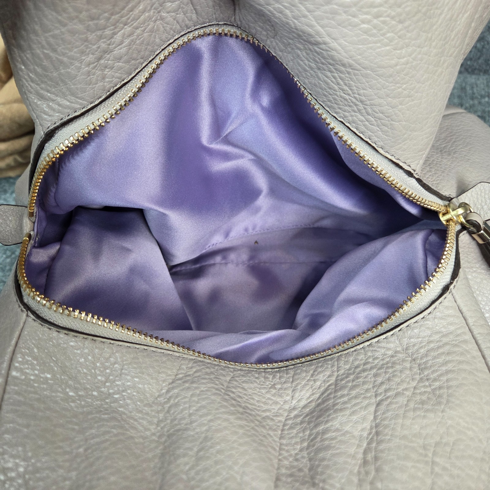 Coach Bag 26224 Madison Pebbled Leather Phoebe Shoulder Bag Taupe Preowned Clean