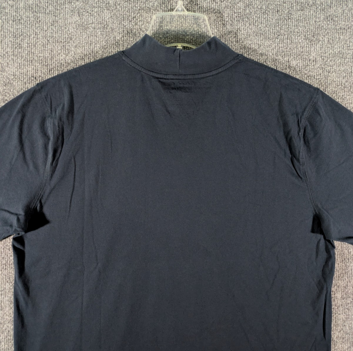 LL Bean Mock Neck Shirt Mens Large Navy Long Sleeve Tee 100% Cotton 508112