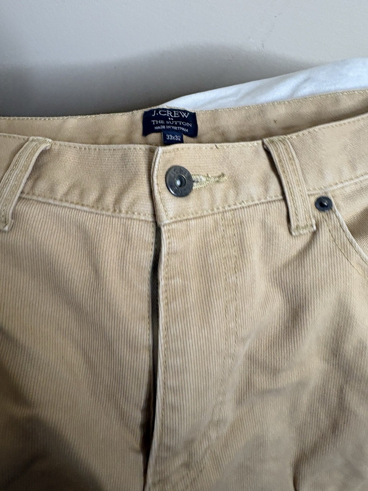 J.Crew The Sutton Chino Pants Mens Size 33×32 Khaki Brown Straight Fit Flex
