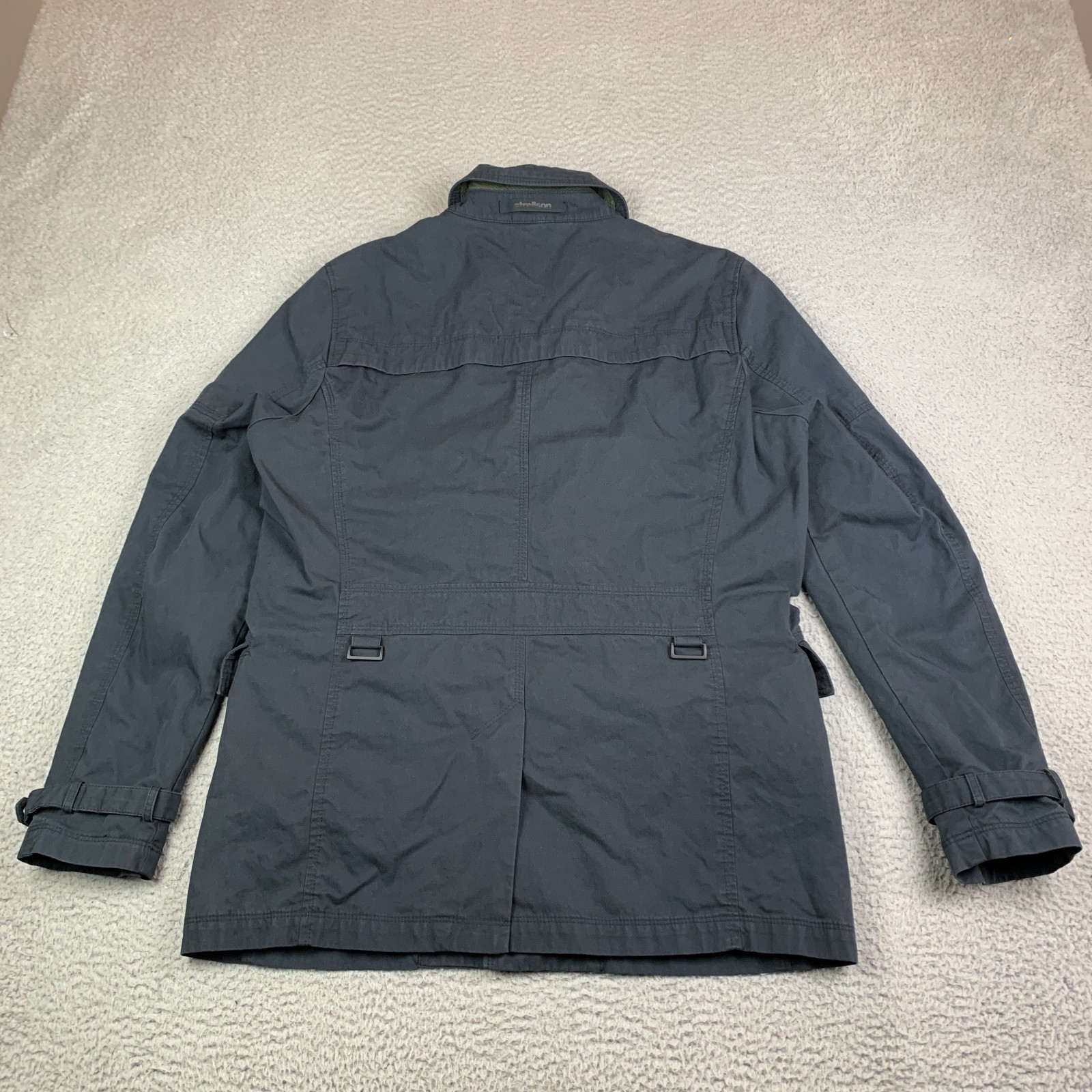 Strellson Coat Mens 50 Cargo Pockets Utility Jacket Button Closure (Dark Blue)