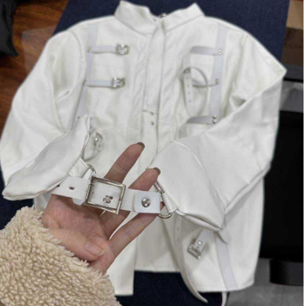 White Asylum Straight Jacket Costume S/M L/XL BODY HARNESS Restraint Armbinder