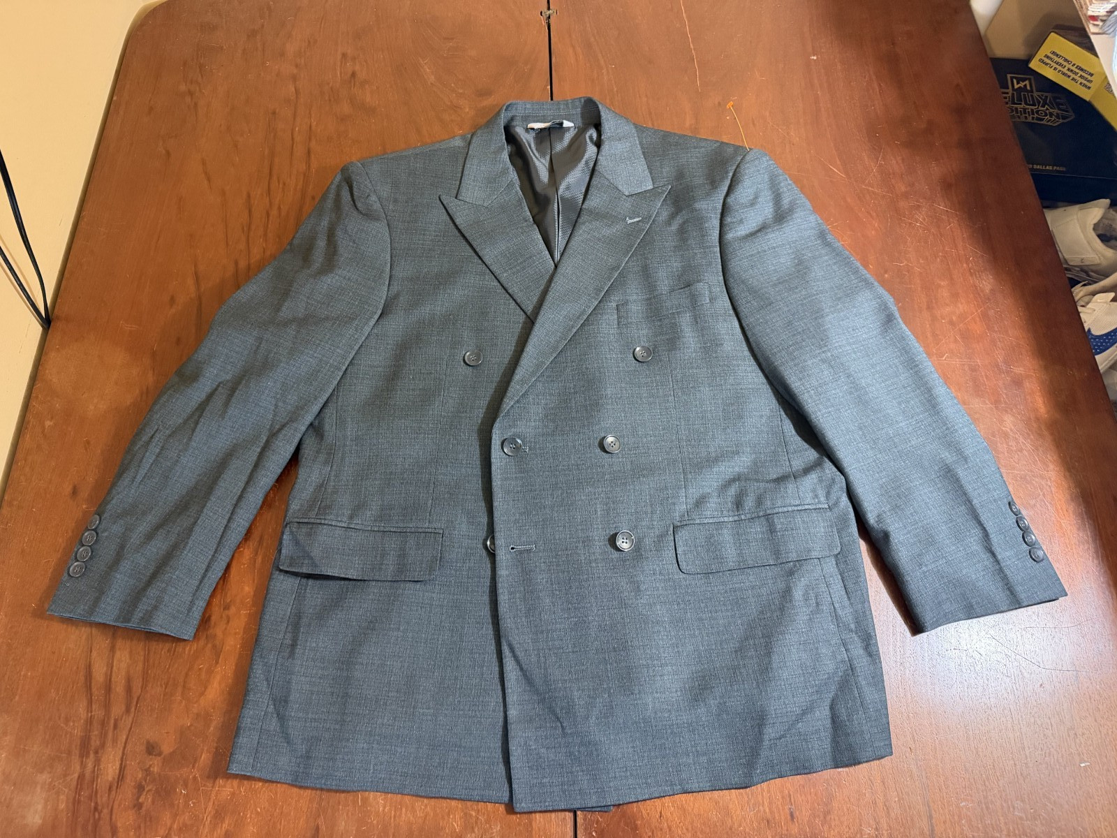 2025 LINEAGE Gray Double Breasted Sport Coat Suit Blazer 44S