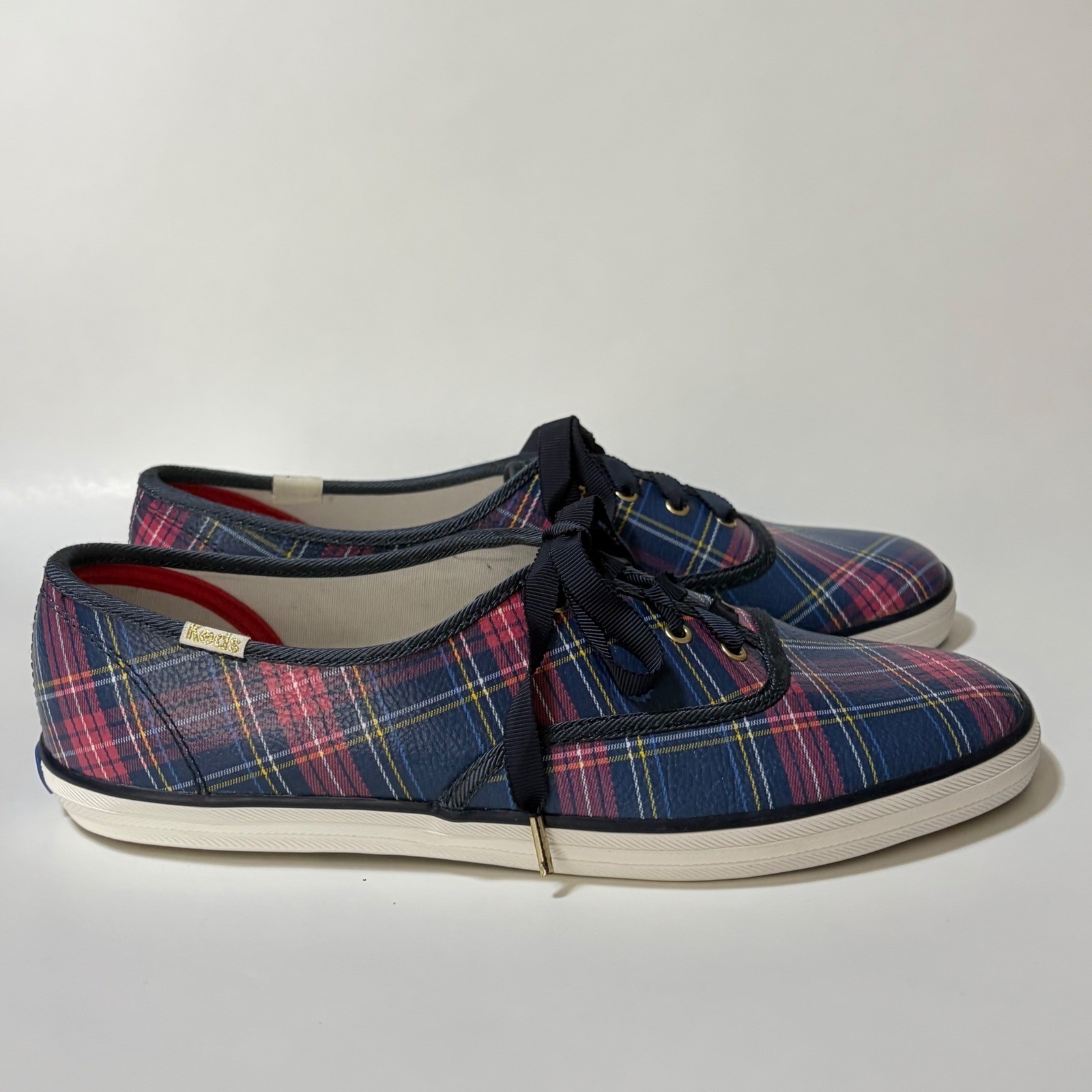 Talbots Exclusive Plaid Leather Sneakers Size 9 Preppy Classic Holiday NWOB