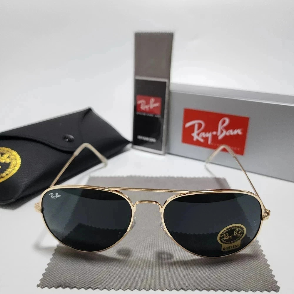 Ray-Ban RB3025 Aviator Sunglasses Gold Frame Crystal Glass Lens 58mm Unisex