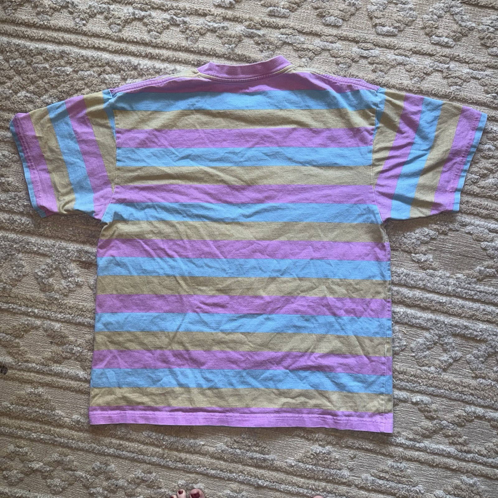 Golf Wang Wolf 10 Years Striped Graphic T Shirt XL Pink Blue Tan Cotton Tee