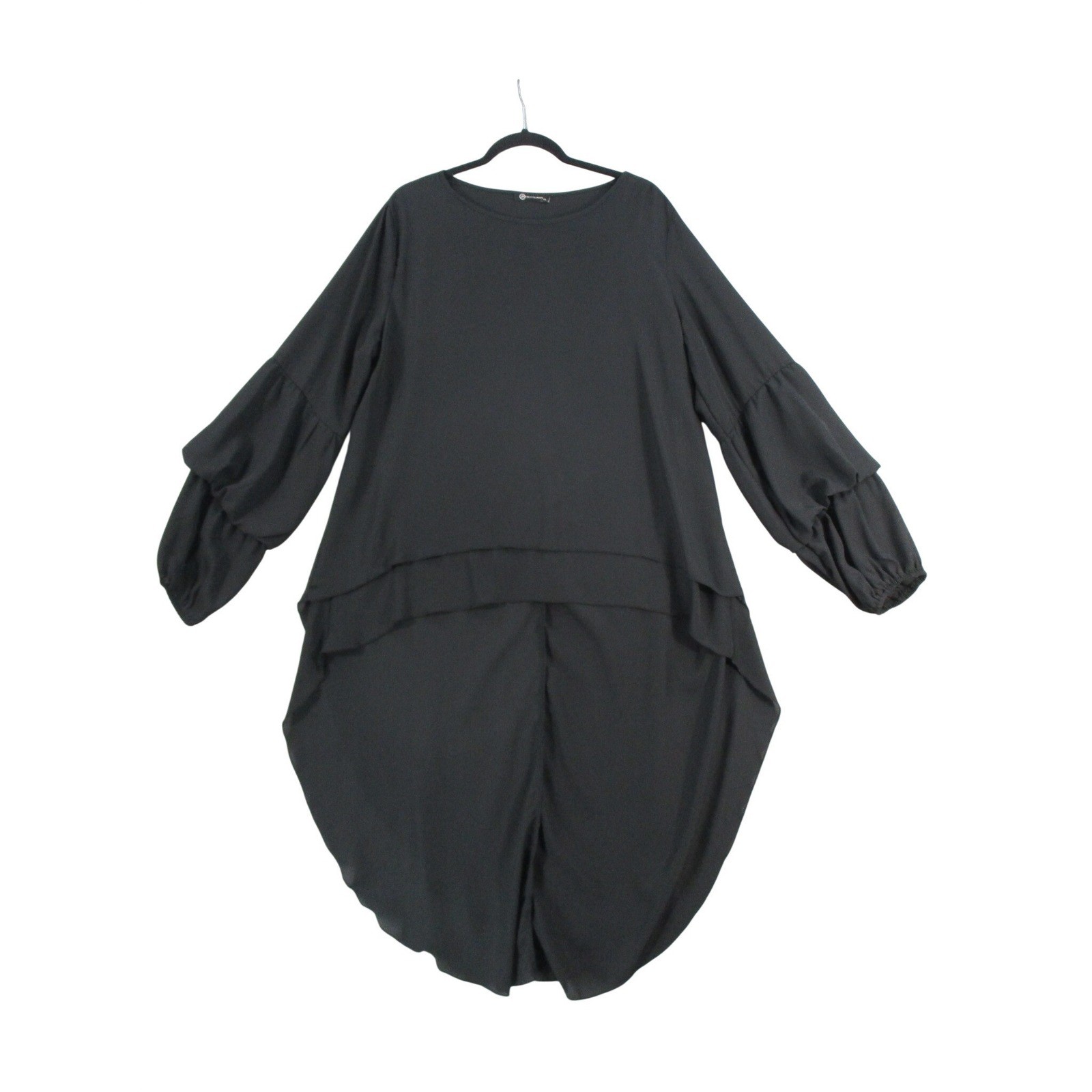Prettygarden Womens XL Black High Low Tiered Ruffle Sleeve Blouse Top
