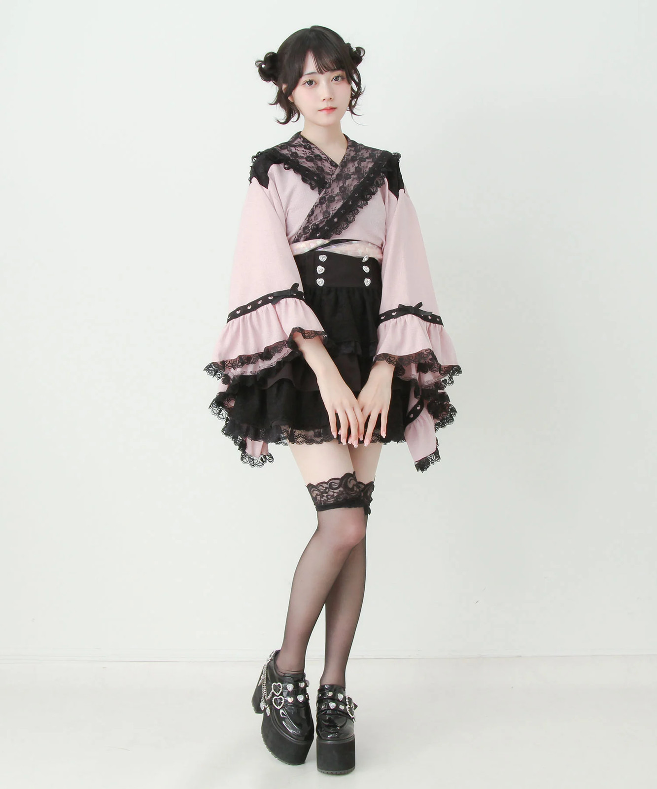 BULK BUY Heart Lace Ruffle Sailor Mini Yukata Jirai New