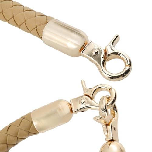2pcs Braided Handbag Straps – 11.8 Inch Short PU Leather Replacement Beige