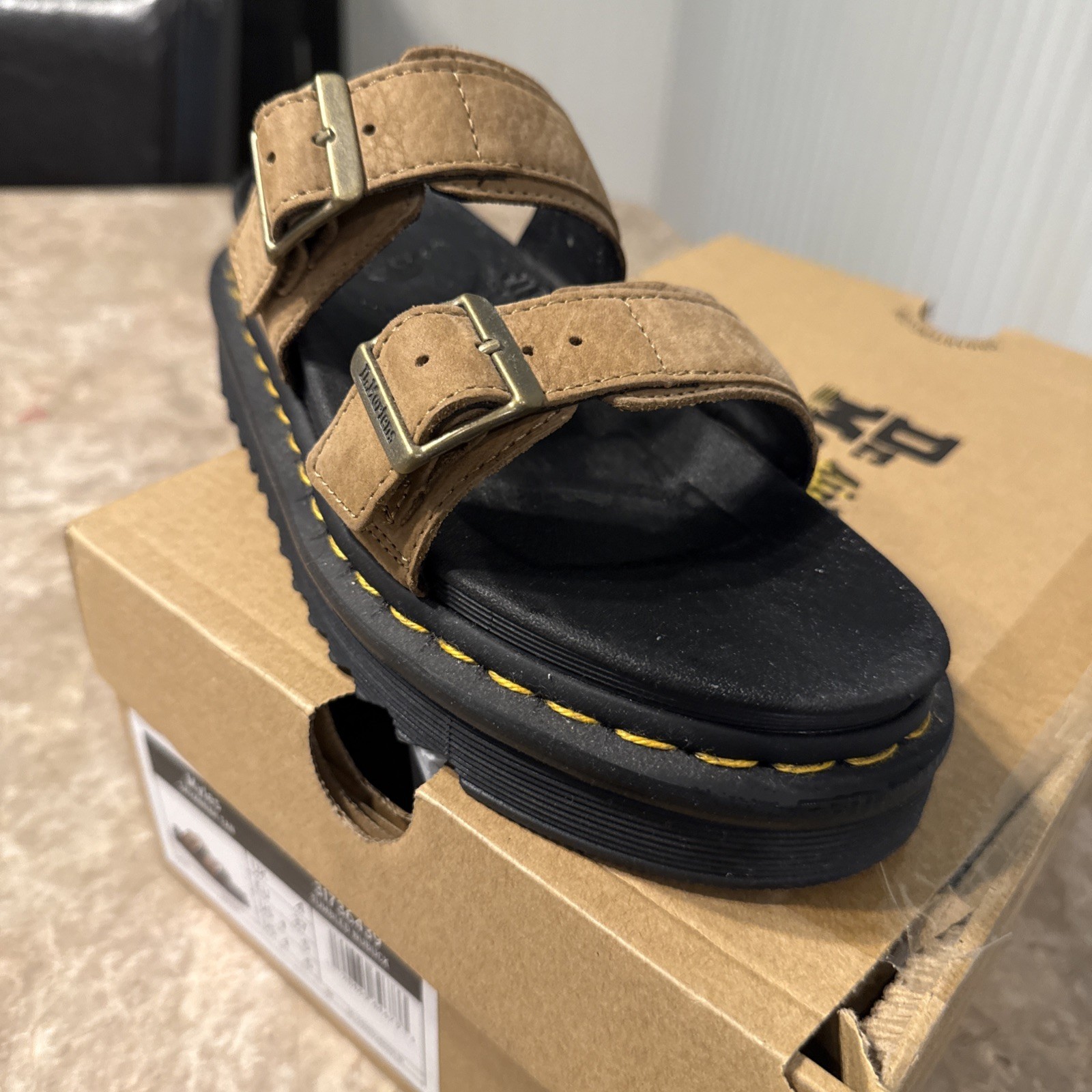 Dr Martens MYLES Savannah Tan Sandal Tumbled Nubuck 31736439 Womens Size 6