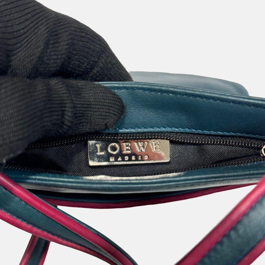 Loewe Logo-Embossed Blue Nappa Leather Crossbody Shoulder Bag Japan 0611987