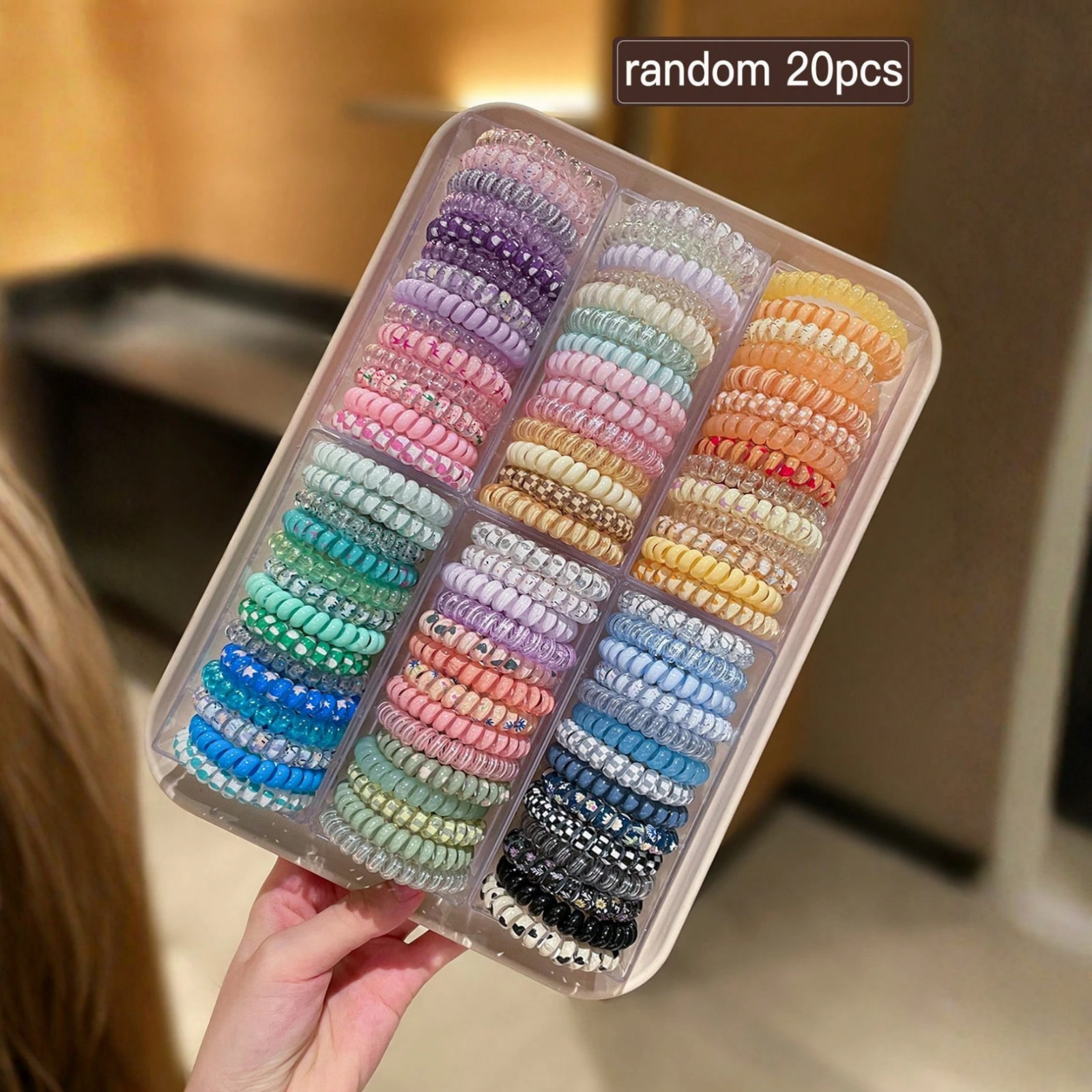 20pcs/Pack Random Color Spiral Hair Ties High Elasticity Hair Scrunchies