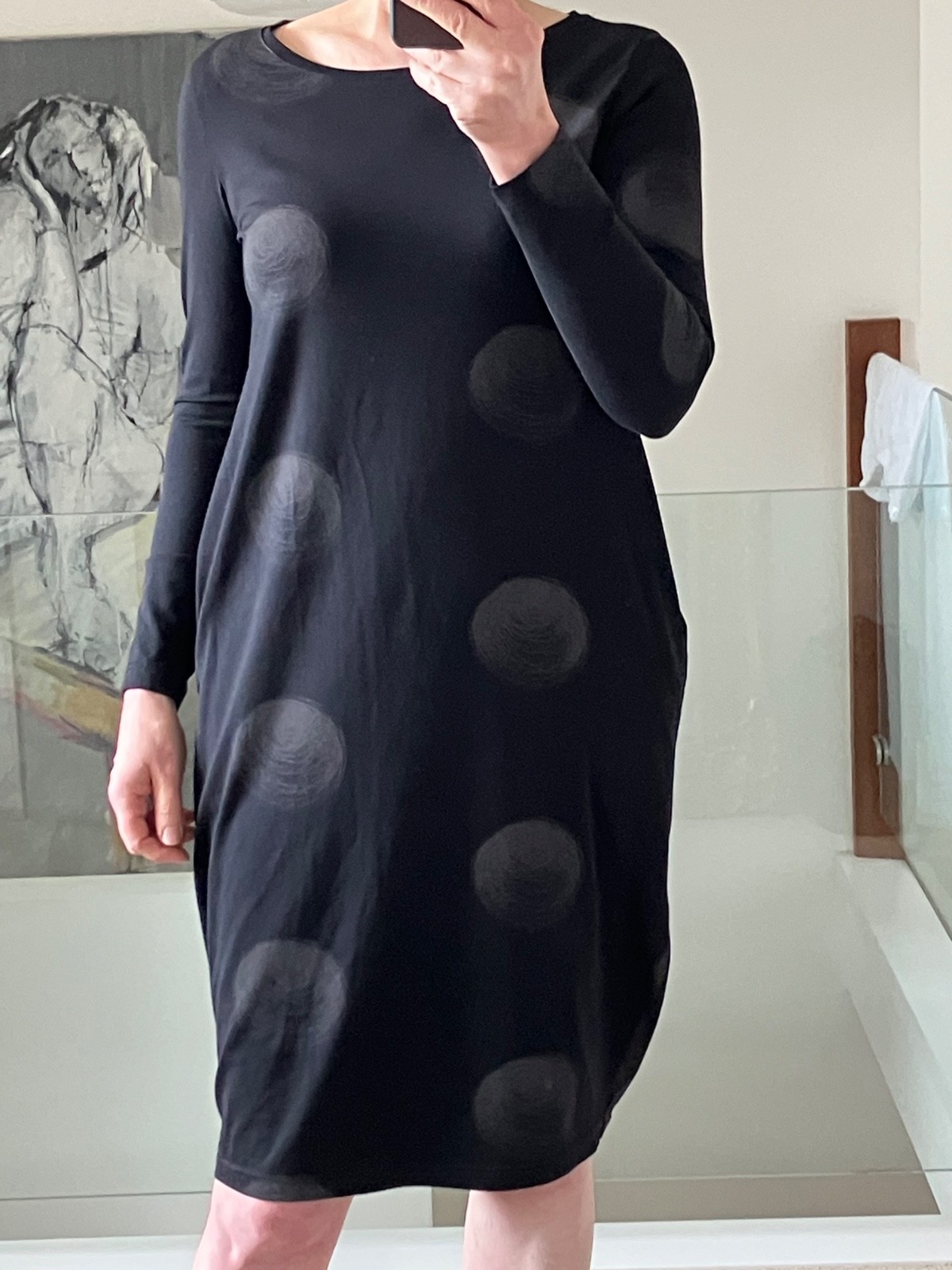 Mama b. Crasi Fitted Black jersey Dress Lagenllok Casual Pockets Size S