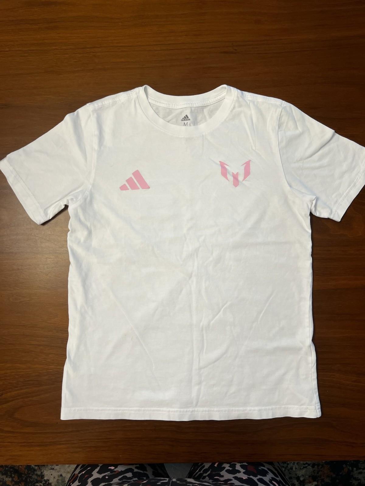 Adidas Messi Inter Miami CF T-Shirt – Kids’ Size M (White/Pink)