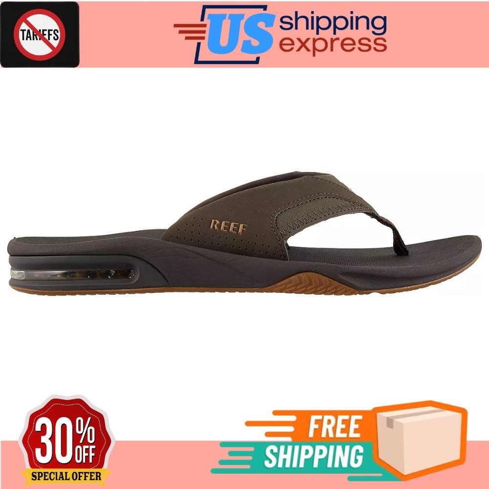 🎁SALE🎁Reef Men’s Fanning Flip Flop – 100% Authentic – Brown/Gum Size 6.0