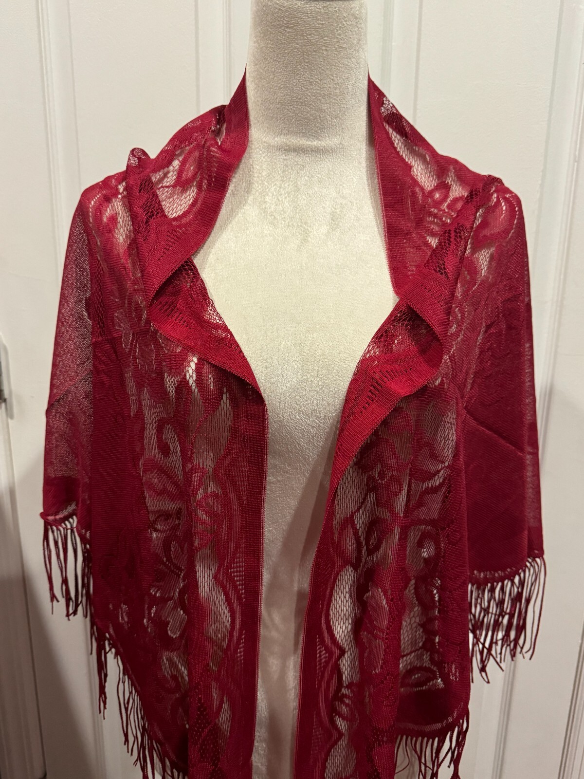 Wine Red Sheer Triangle Scarf Shawl Wrap Lightweight 70.9×29.5inches