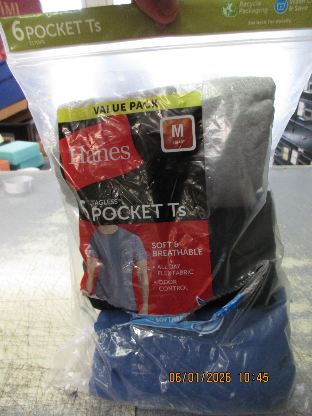 Hanes 3 pack Mens T-Shirt Moisture-Wicking Cotton Crewneck Tees Size Medium